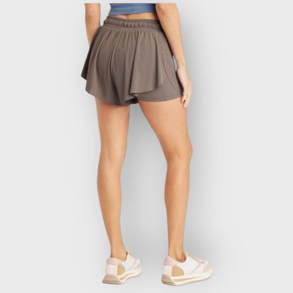 JoyLab Double Layer Run Skort Large Taupe Flowy Mid Rise Stretch Athletic Shorts - Picture 7 of 8